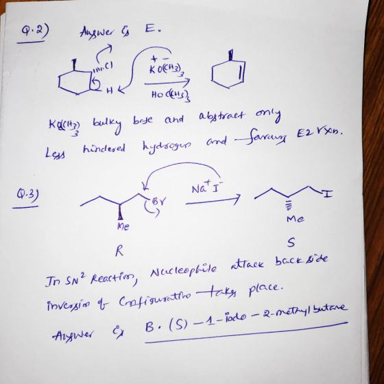 0.2) Augwer Es E. Ho (H3), Kącity bulky base and Legs hindered hydrogen abstract and only farcus Erron. by your mes, Me In SN