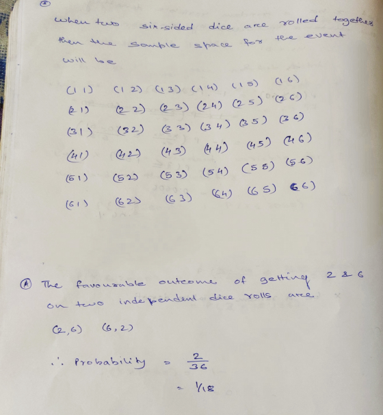 six-sided dice when two then the will be areas e rolled together for the event e sample sample space spa (11) (21) (31) (41)