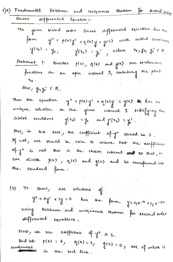 Ga) Fundlamental Baiclenee Theacm fr eesnd ttniquenus Linear ditpential Eauakion Linar diffarealinl lauakon Aai Ke iniièal co