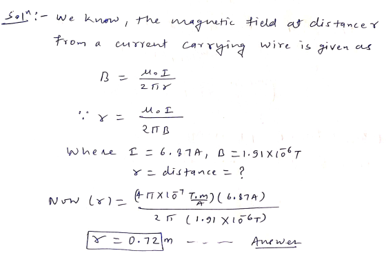 Salmi- we know, the magnetic field at distance from a current carrying wire is given as B = Mo 2tr IA YA 3x - Uo I 20 B Where