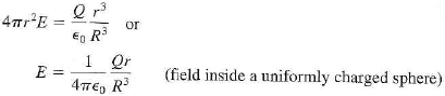 2 r3 1 Qr (field inside a uniformly charged sphere)