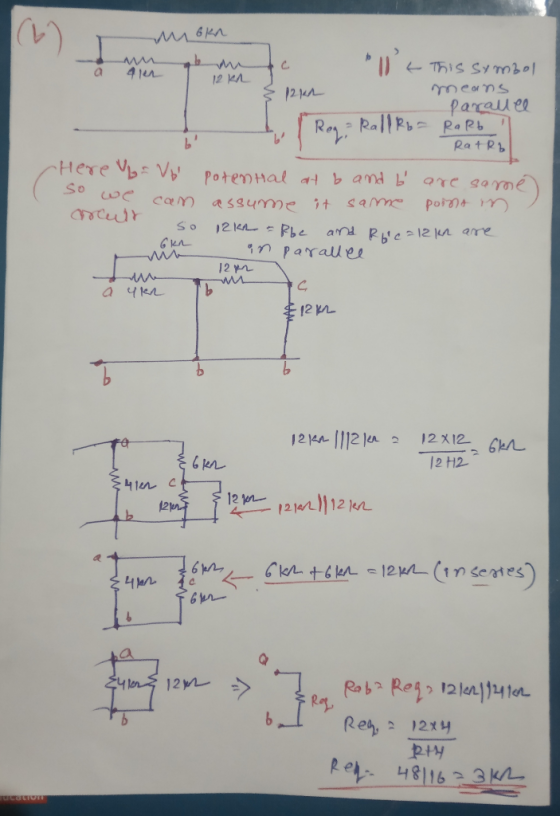moka a air I 12 k . & This symbol • 1242 means parallel Rega RallRo Ro Rb 7 RatRb ~Here - Vb we can oruit so - potenhal at b