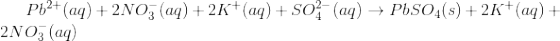 Pb^{2+}(aq)+2NO_3^-(aq)+2K^+(aq)+SO_4^{2-}(aq)\rightarrow PbSO_4(s)+2K^+(aq)+2NO_3^-(aq)