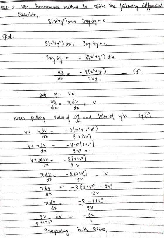 leur2 use homogeneous method to Rolve the following differential Equation, 8177+y?) dat My dy- 0 pal 817?ty) dat guy.dly gry