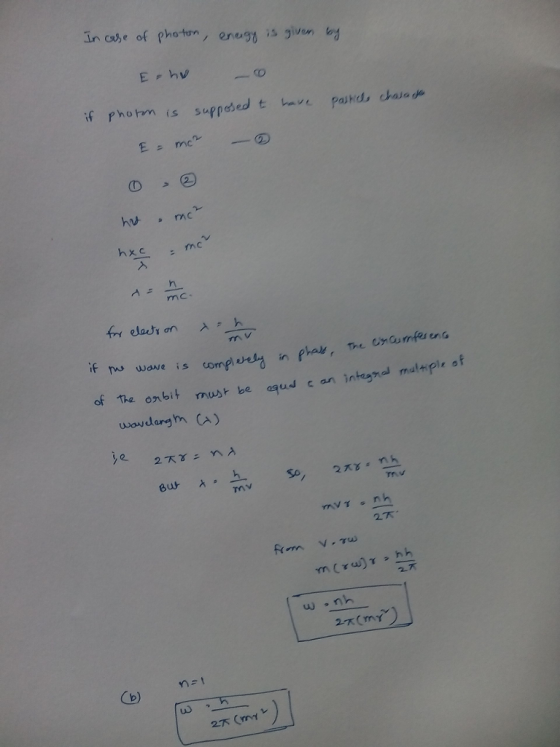 in case of pho-tun, enesy is gven s if Photrnis supposed t have palkd.chae hxcme mC- mv if wave is comples in f of The onbit