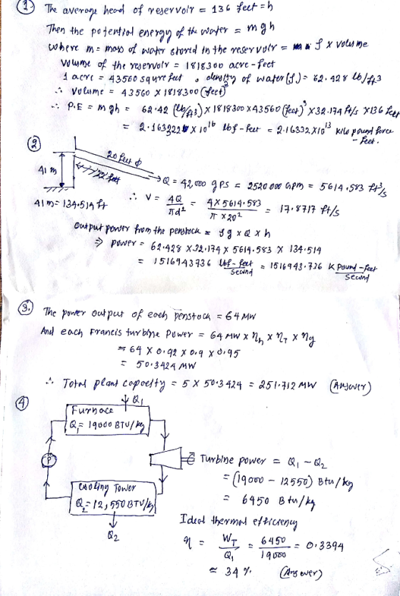 Then the potentiol enery of t* of acre-feet wwme the Yeô ewe/v-1815300 Feet 1516943334 lbf- feet 1516943-726 KPdury-feet. Tur