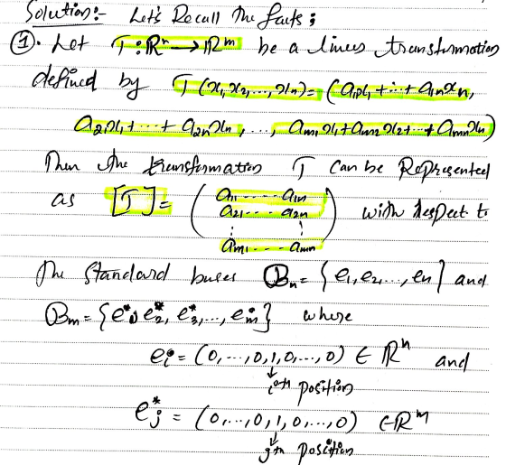 Solution: Lets Recall the facts ; 6 het GR 12 he a lines transtamation defined by GCX, X3-, 962), (0.84 +*+ Gn&, aantt landl