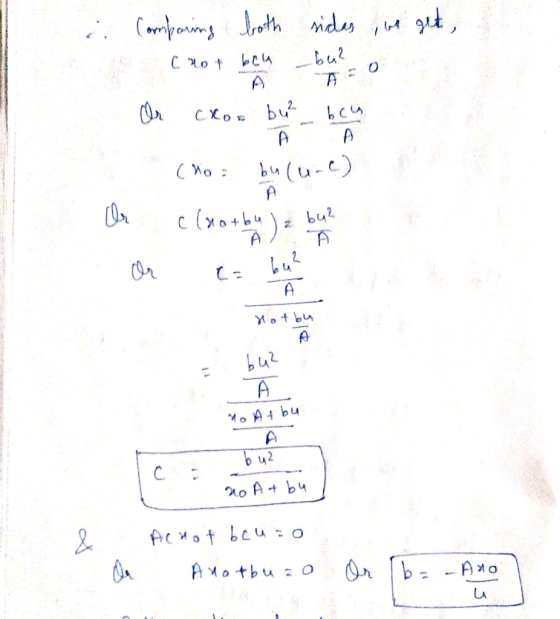 :: Comporing both sidas ,we get, актера на со + bu? (0» схо. Бас со : (u-c) O c (rot by a bu? в “ мо+ bx НА НА o А4 bu АААА