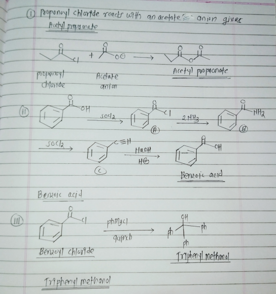 yl chloride reacts with Acetyl proponate an acetates anion giver - Acetyl propaonate propanoy! chloride Acetare को EH | |«ФН