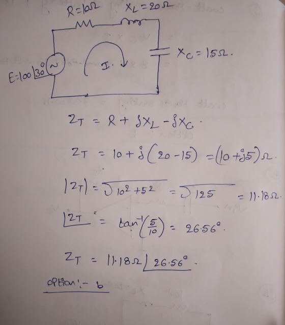 R=lor XL=202 M Xo=152. I E=100/30 (1 27 = R + JX2 - } Xo 27 = 10 + 8 (20-15) = (10+55).. 127) = J 102+52 5125 :)).182 127 tan
