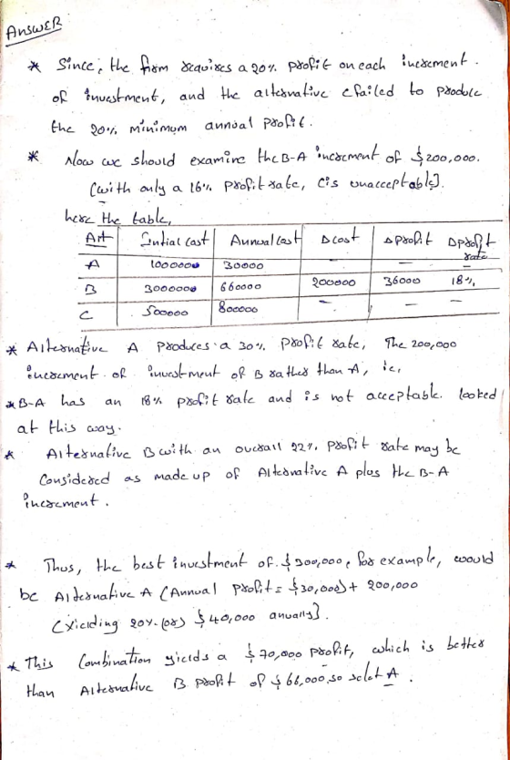 Answer: | tabටපට - I * Since the from scauires a 20% profit on each increment. E of investment, and the alternative cfailed t