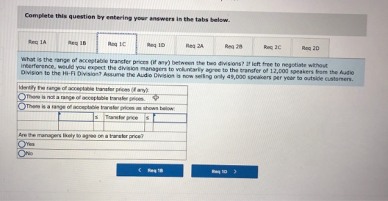 Complete this question by entering your answers in the tabs below. Req 1A Req 18 Req 1C Req 1D Req 2A Req 2B Req 2C Req 2D Wh