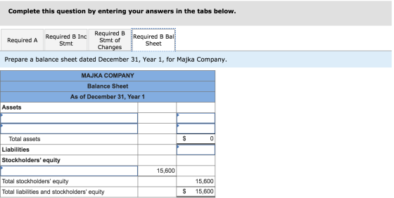 Complete this question by entering your answers in the tabs below. Required A Required B Inc Stmt Required B Stmt of Changes