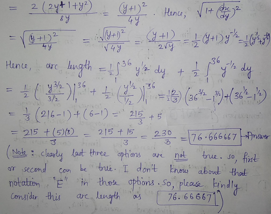 = G+1)2 +y V4Y arc 36 liſ 4 ½ 2 (24+1+y) (4+0) 2. Hence, Vit Chriftus 8 y 4 Y Ny+)? 4+18+094_10439 ary Hence, length = 1 1 3