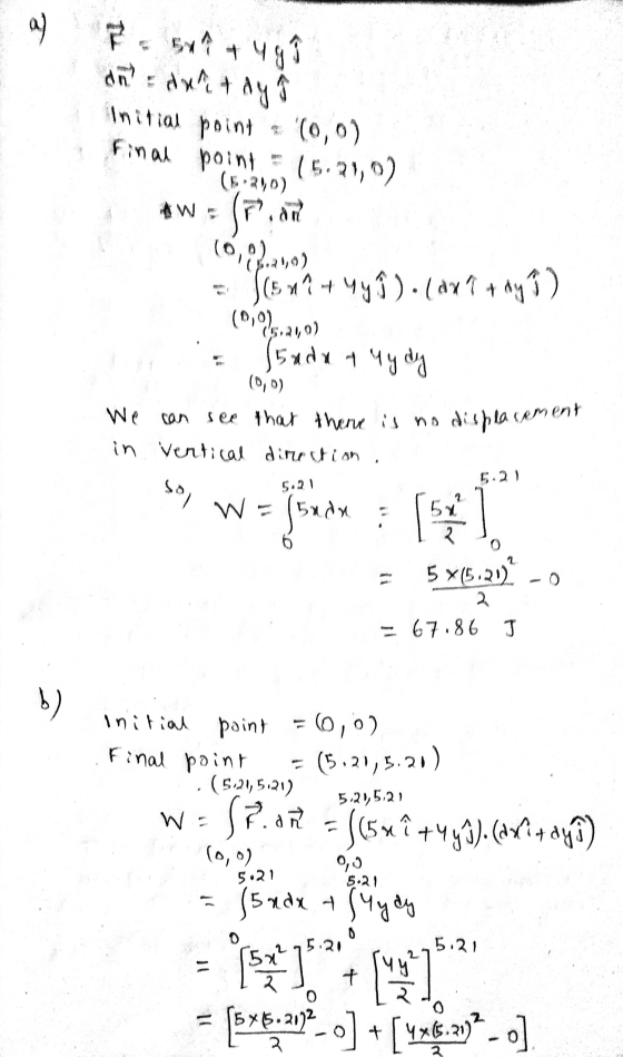 dn = dah taya Initial point = (0,0) i final point * 15.210) (6290) #W = ( - Je ma+uyî). (ax 1 + ay 7) (0,0) We can see that