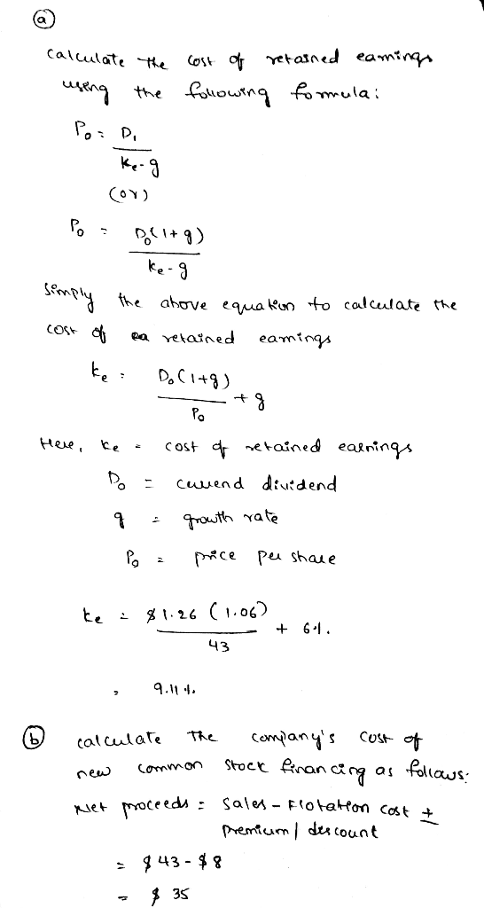 Calulate the Cost o etained eamtna oloutng fomula: the bupin ke ahove equakun fo calculate the COSt ea vetained eamings DoCI+