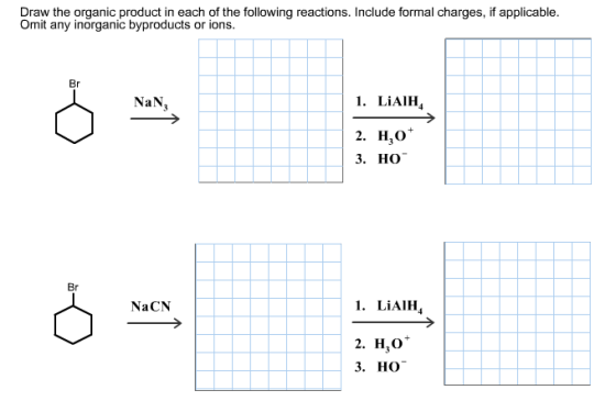 Draw the organic product in each of the following
