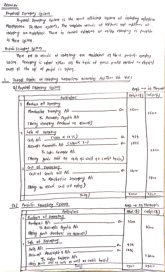 Answer Peupetyal Inventory System Perpebyal Inventory system is the most efficient System of invoglovy valuation Malghinance.
