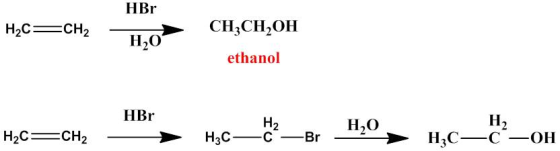 H2C=CH2 HBr - HO CH3CH2OH ethanol HBr H O . H , H2C=CH2 - H30—62Br 120 HC—C—OH