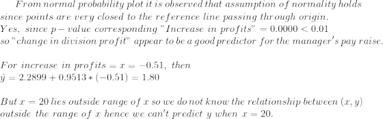 From normal probability plot it is observed that assumption of normality holds since points are very closed to the reference