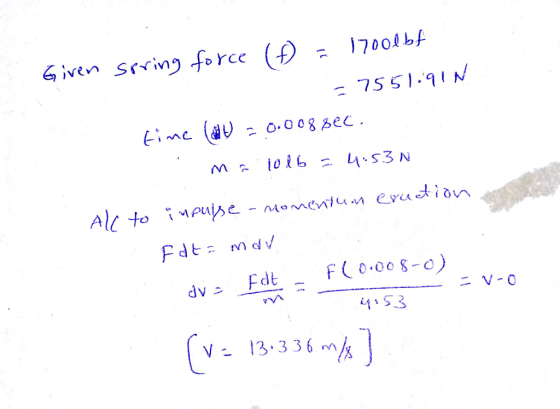 Given soin, force (f: 17001나 V 13-336 m