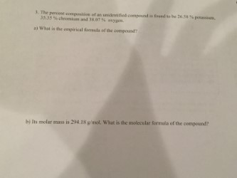 compound fard what is he empaival formula the eempoundm bills molar mass is 294.18gaool. What is the usoleeular formula of the conwnoundr