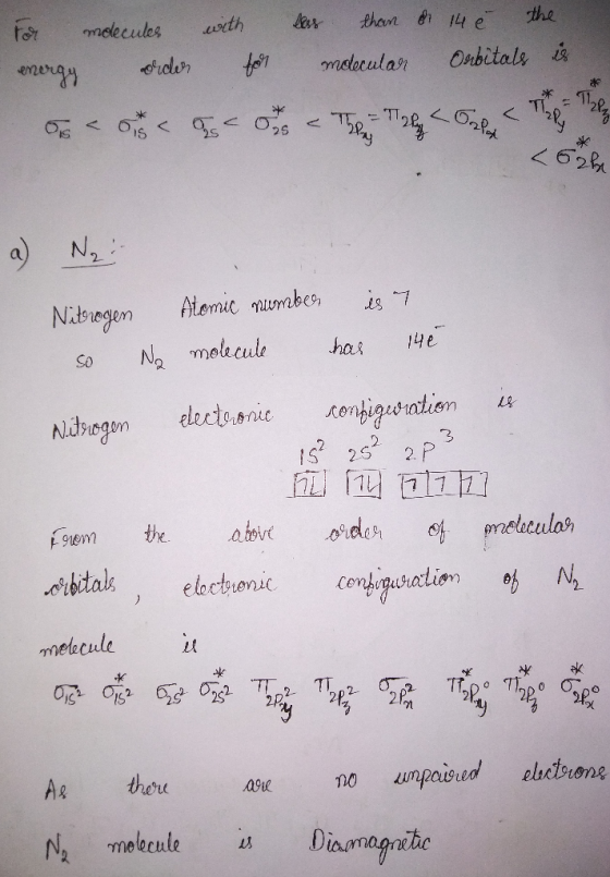 for molecules with energy order for 6 2 8 og 0 less than or 14e the molecular Orbitals is Thin The One Thing <szbe a) Na Nitr