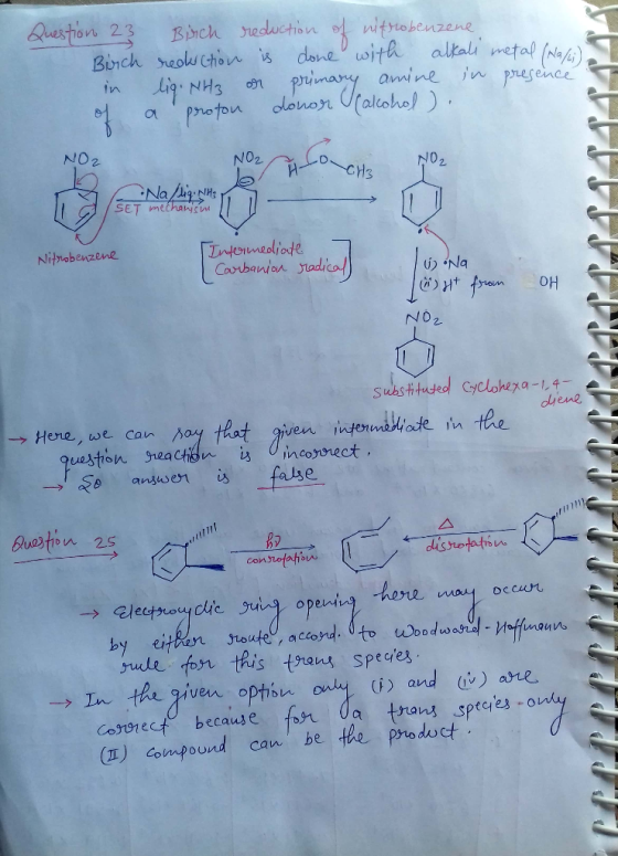 In N02 Nitmobenzene Carbanion ytadico liene Here ,we. Can rail teat given, I S answe fabe hore maoecur by eitben Soufel, acio