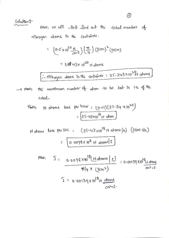 Solutong Here, we will -rst rod out th tolal mumber o nkogen atoms n the Container. (3Cm)10Cm) 20 34343x 10Natoms Nthgen aom