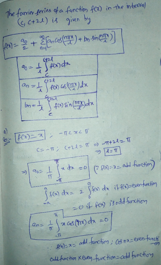 The fourier series of a function f(x) in the interval (6, (+21) is given by 2 - 2 + E Fancos (%) + 1, sher) an = to enco (eng