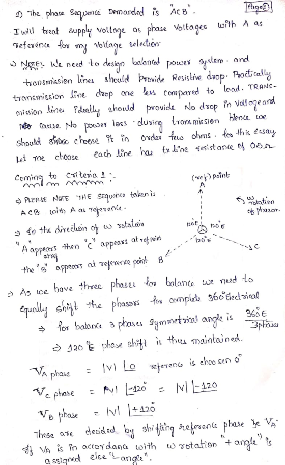(yet) point A so rotation 1) The phase Sequence Demanded is cs. Tragen? I will treat supply voltage as phase voltager with