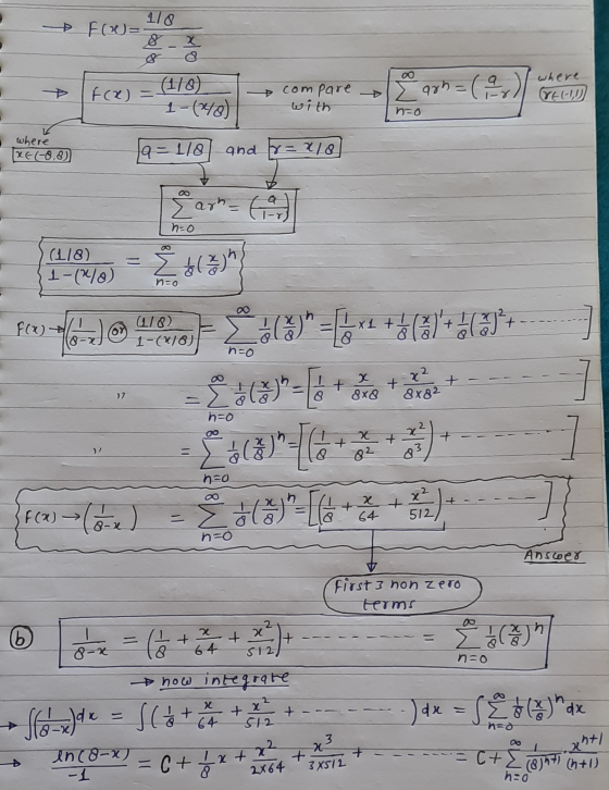 • F(x)= 118 Tica) - (1/8) - 1-(2/8) com pare - with where YE h =0 where xe(-0,8) q=118) and Y= 4/8 no no 1CM10 = 3 433} from