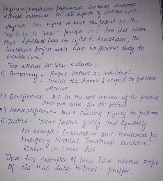 Physiian healhcore bnlessionals Somefimes entounter ethical cilemmesinall aspets paient care iaan conrefwe o treat the pahent