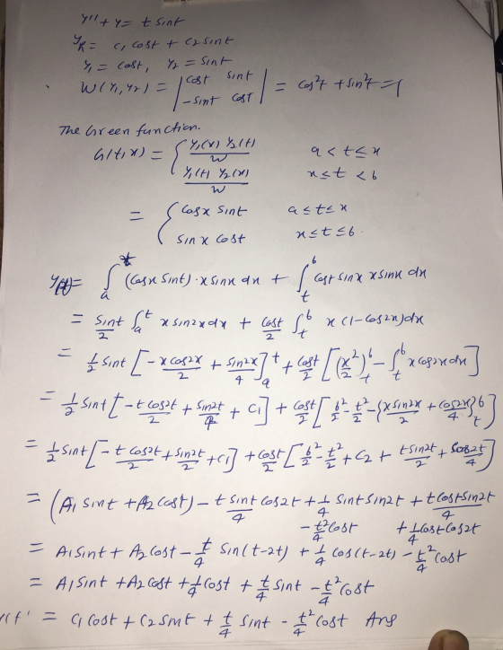 Y1+ y = t sint k = c, cost + casint 7 = cost, Y = sint W (7,421 = 1 = 1 cost sint = cost tsint 1-sint cost / W a <tan est 6 T