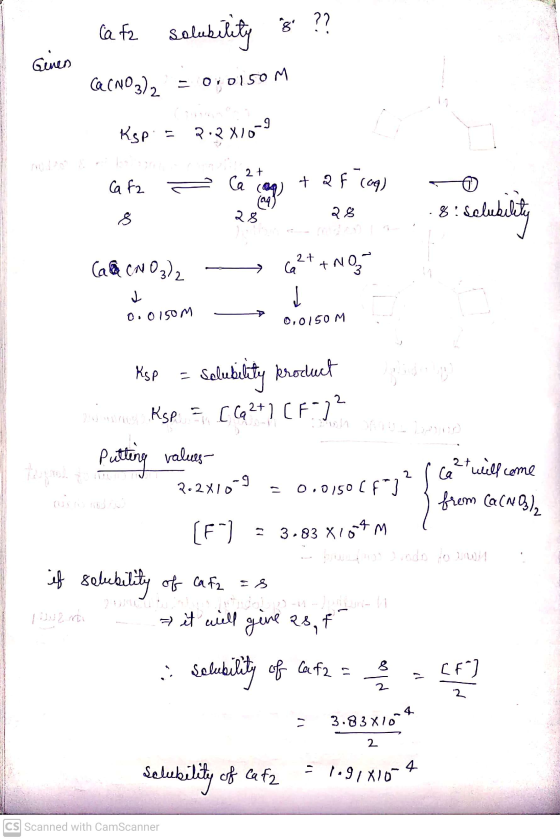 Ginen la fz solubility ?? Ca(NO3)2 = 0,0150 M KSP २.२४/ xio-9 2+ Ca 82 Ca + QF () 27 28 28 8! 8 salubility Cal CNO₃)2 → 62+ +