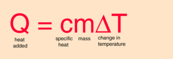 specific mass change in heat added heat temperature