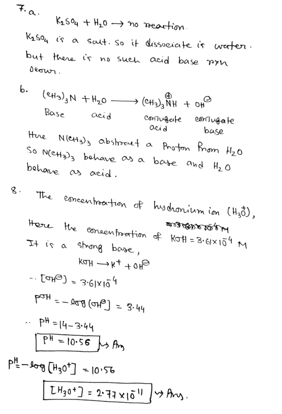 F. a K2500 1. K2SO4 + H₂O no reaction. Kasou is a salt. so it dissociate is water. but there is no such acid base non Oеоти.