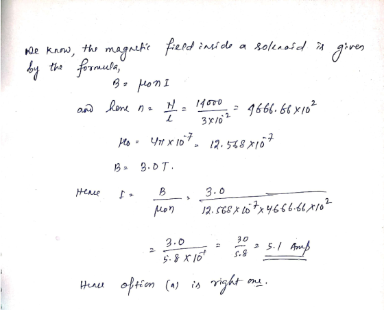 freld insi de a solenofd is gires magnehi by the formula, Bo feon I le know, the * 14000 3666.66 хг0 and Kene n z 3x102 Ho. Y