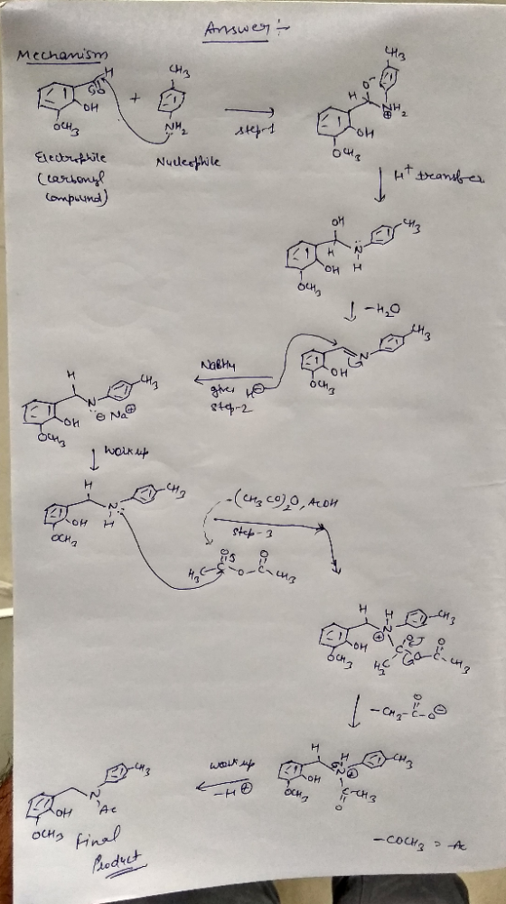 Answert Mechanism H KIEGO OH olls stept Nucleophile Electrophile (carbonyl compound) Ht transfer I-c: COH H 액 H₂O illa Nably