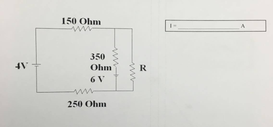 Calculate the current in the resistor labeled R in