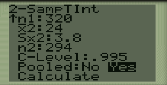 2-ŞampTInt || LIKட்ப DO I NXNEU PION-NUS пн он C-Level: .995 ed: No Yes Calculate