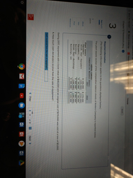 3 Required Information The foliowing information applies to the questions displayed below. The plant assets section of the co