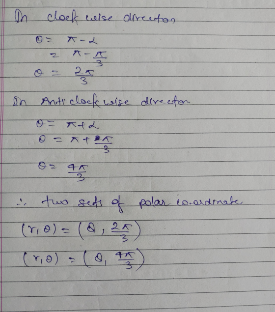 the clock wise O2 - 2 director In o = 28 Antrcloek wise - o=ATOR director Os 4R two sets of polar coroidnate (ro) = (@, 2A) (