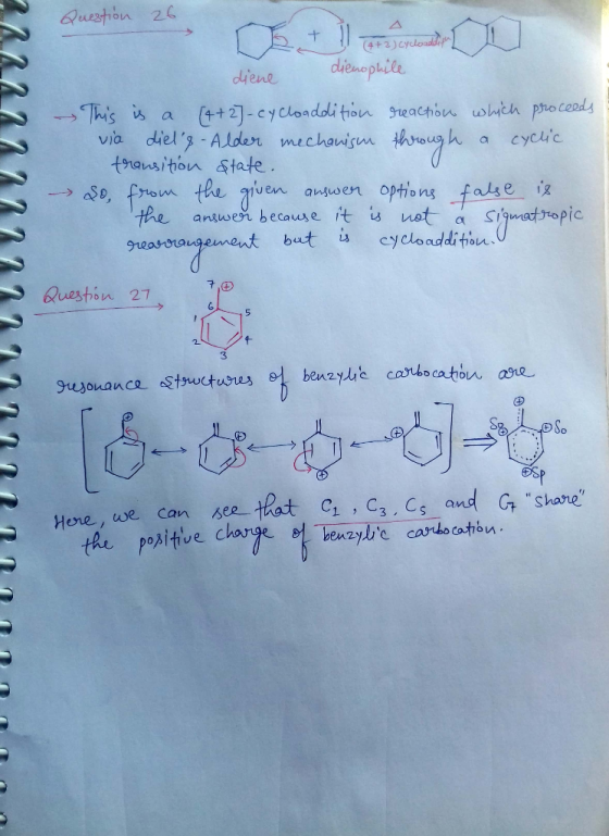 cycloa via del3 -Alder mechauism though a cyclc t919以ition State. So, fromthe given anven options false ix 3 ES Here, we ca