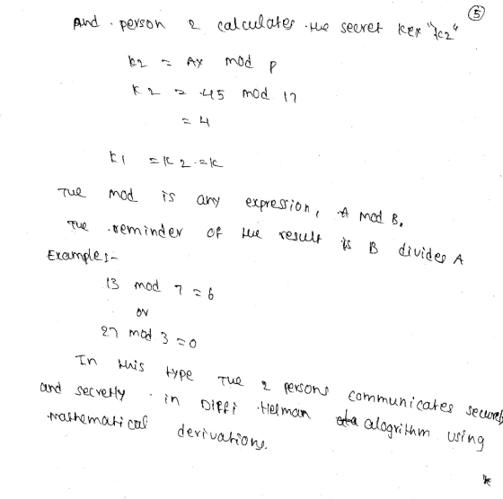 And peson calculater ue seeret er c Ay mod Tue ,remind ex op μη result B divide A t3 mod DN Tue esonJ communicates secwej ard servety in iHel man a