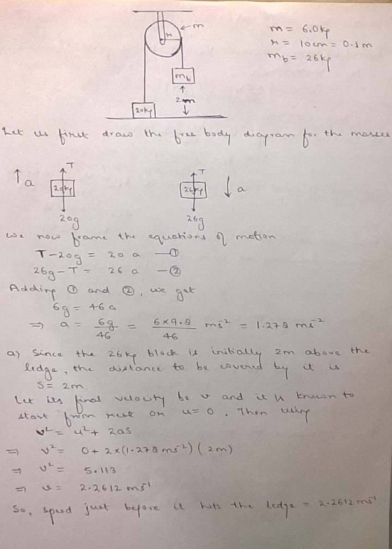 m6.ov กา O. 2.6 6×9.9 4-6 mt 1.28 m 46 a) Sinca t 26e bla init 2m above the idge, the dsAtonte to be v S= 2m 2.mǐ
