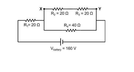 X w WY R2 = 20 2 R3 = 2022 R = 2012 R4 = 4022 V battery = 160 V