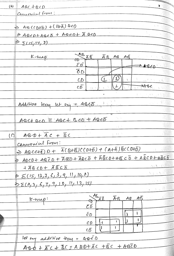 ARC & B C D Canonical from: A-13.00 DaD) +(HAR-CD & ABCD7ABCD + ARCOT ĀRCO > £115,14,7) AB Kmap A 5 ĀB AB AŘ ( 5 BED I 1 c I
