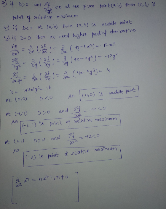 of 2.) if Do and of ko at the given point (a, b) then (a, b) is Ige point selatine maximum 3.) if Dco at (a, b) then (a, b) i