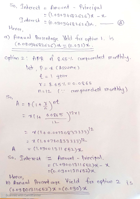 So, Interest Amount - Principal = (1.ogog 4682626) 20 x (o.ogo9468262 Gbe, Inderest A) Hence, So, A = P(it a) Annual Percenta